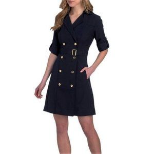 NWT Sharagano Navy Roll Sleeve Trench Dress
